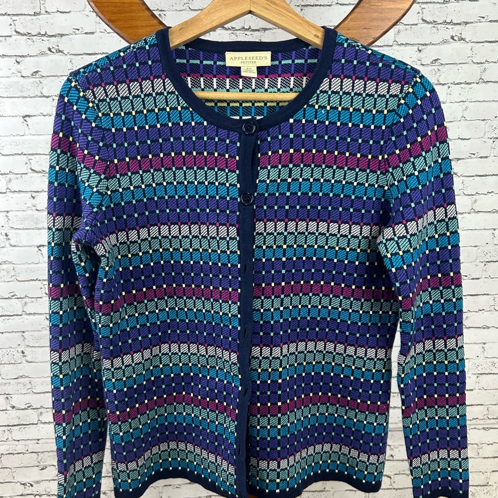 Appleseed's Vintage Vibrant Striped Cardigan size PS